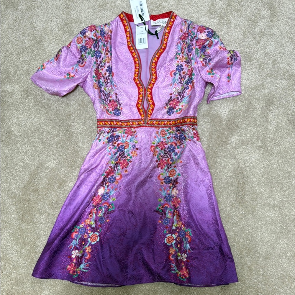 SALONI Purple Floral Mini Dress